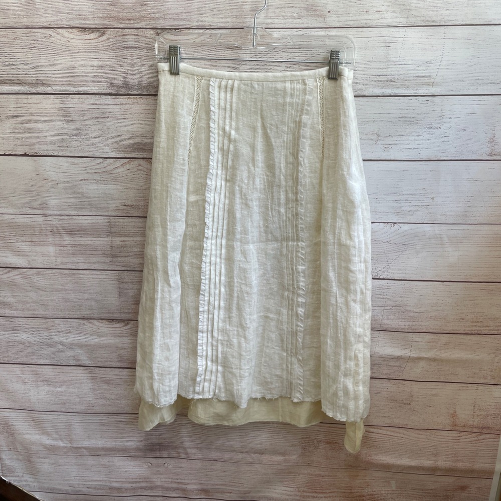 ZARA LINEN BLEND BOHO SKIRT IN CREAM